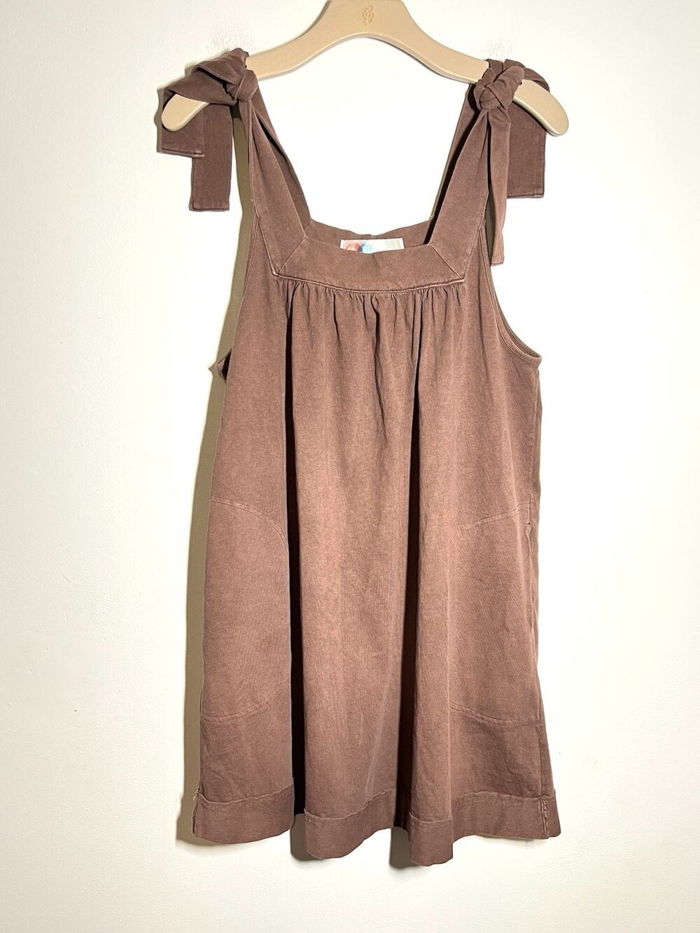 Free People FP Beach EUC Raisin Honey Tie Shoulder Cotton Minidress Size S